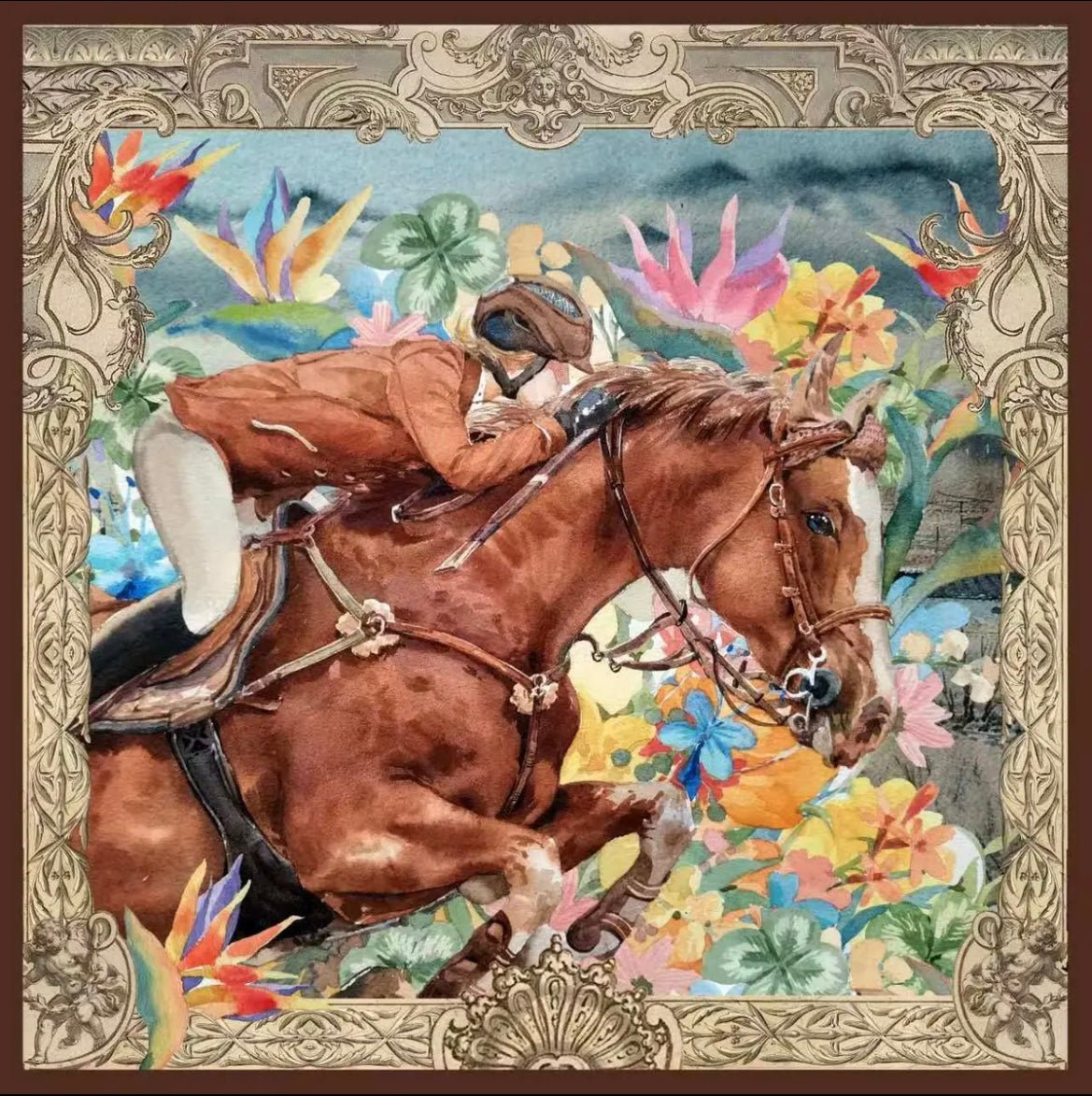 Carré en soie Le Galop - In the frame