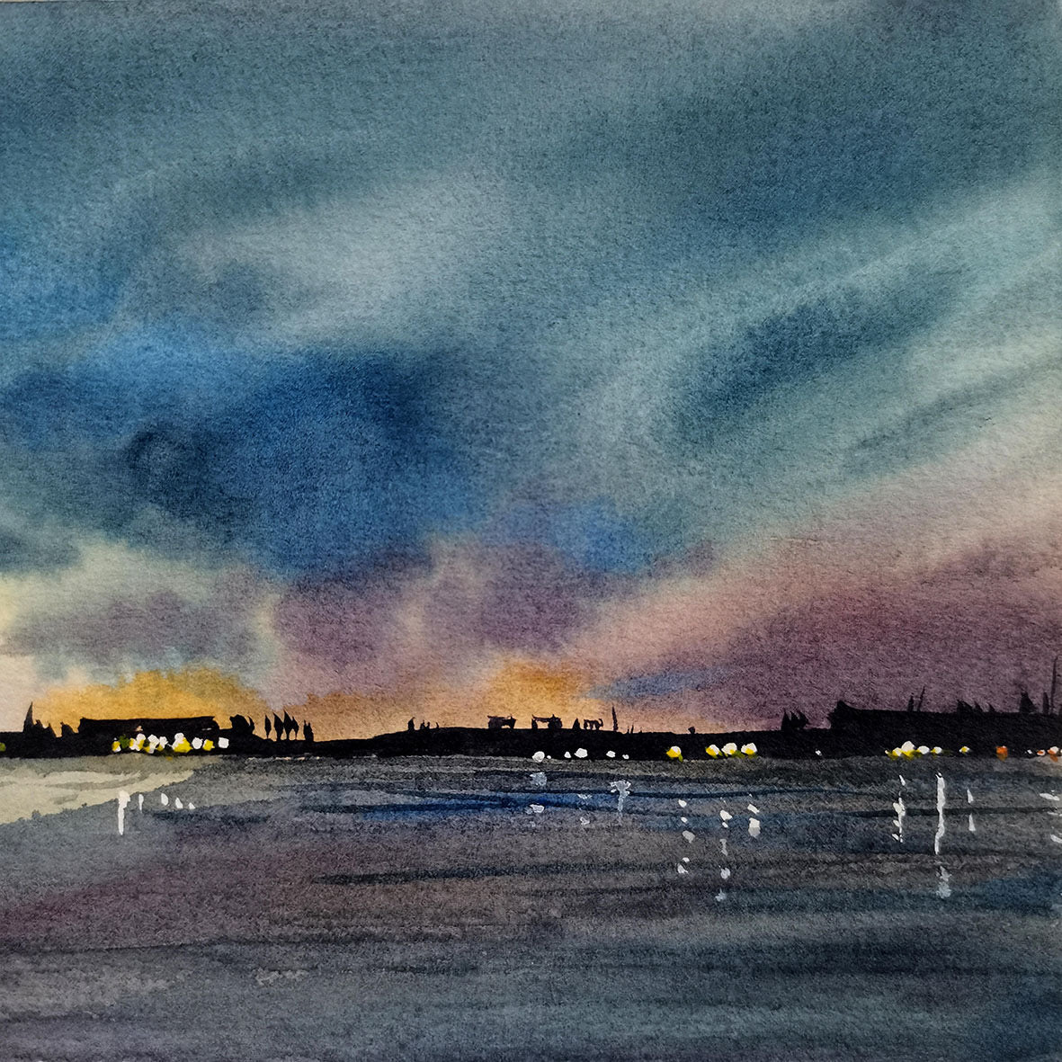 Foulard en laine Crépuscule sur l’eau - In the frame