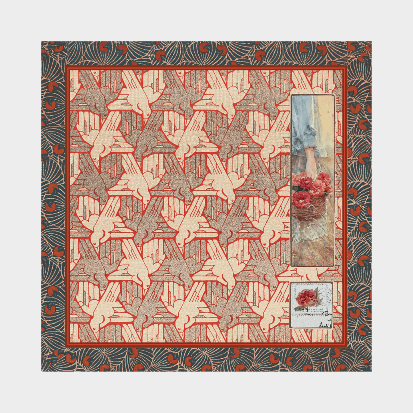 Carré en soie L'Envol des Colombes - In the frame