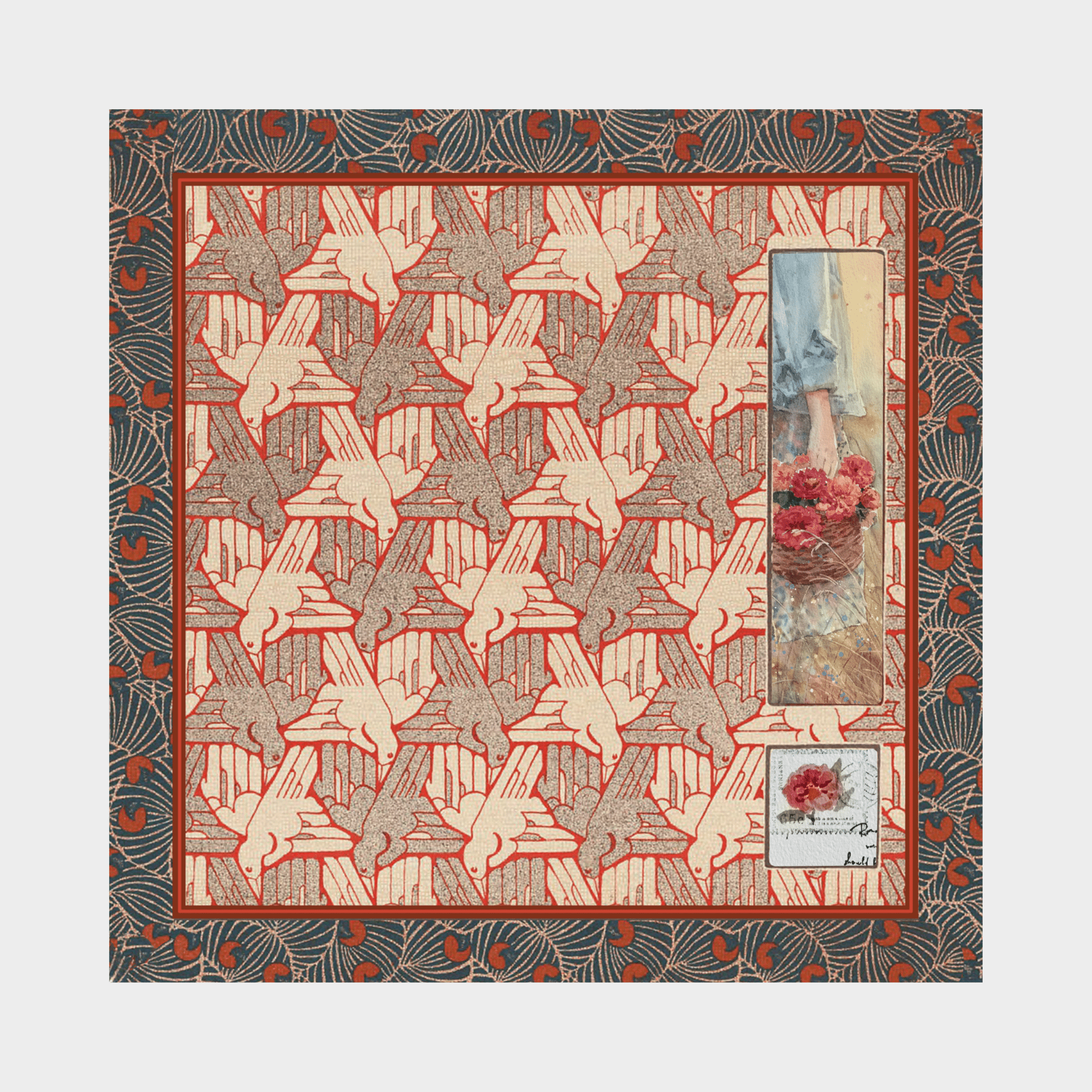 Carré en soie L'Envol des Colombes - In the frame